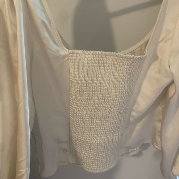 FREE PEOPLE SATIN PUFF SLEEVE BLOUSE - Picture 7 of 7